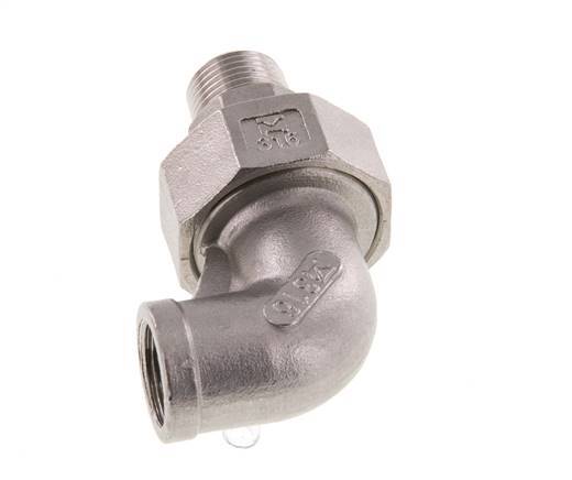 90deg Angled Connector 3/8'' Male R x Female Rp Stainless Steel Conical Seal 16bar (224.8psi)