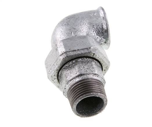 90deg Angled Union Connector 1'' Male R x Female Rp Cast Iron Flat Seal Centellen 25bar (351.25psi)