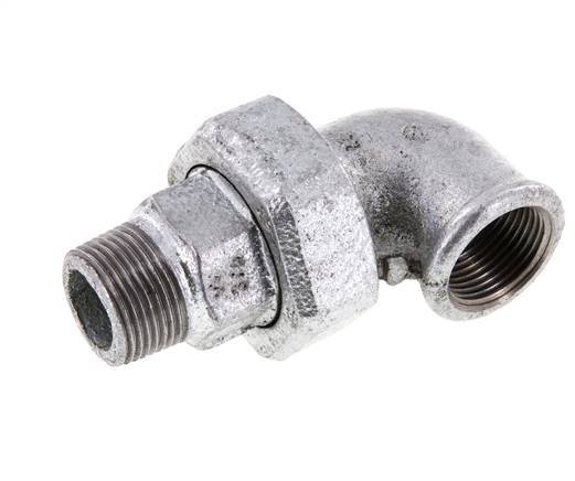 90deg Angled Union Connector 3/4'' Male R x Female Rp Cast Iron Flat Seal Centellen 25bar (351.25psi)