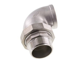 90deg Angled Union Connector 2'' Male R x Female Rp Stainless Steel Flat Seal PTFE 16bar (224.8psi)