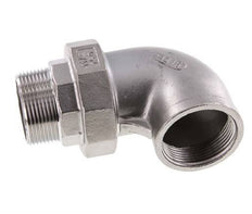 90deg Angled Union Connector 1 1/4'' Male R x Female Rp Stainless Steel Flat Seal PTFE 16bar (224.8psi)