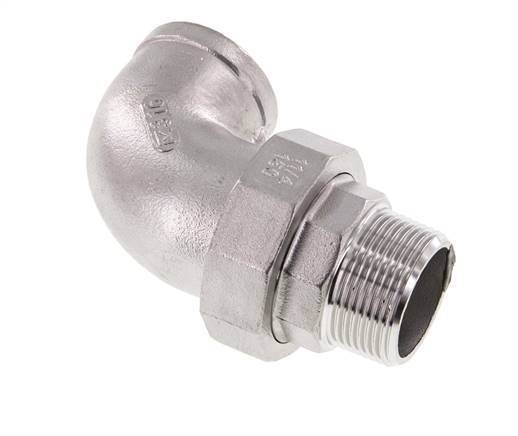 90deg Angled Union Connector 1 1/2'' Male R x Female Rp Stainless Steel Flat Seal PTFE 16bar (224.8psi)