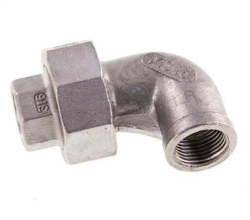 90deg Union Connector Rp3/8'' Female Stainless Steel Conical Seal 16bar (224.8psi)