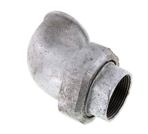 90deg Union Connector Rp1 1/2'' Female Cast Iron Conical Seal 25bar (351.25psi)