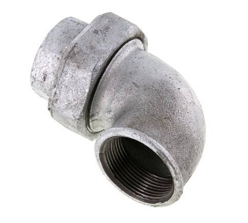 90deg Union Connector Rp1 1/2'' Female Cast Iron Conical Seal 25bar (351.25psi)