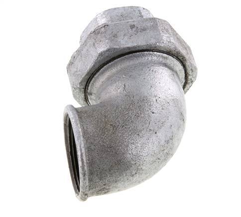 90deg Union Connector Rp1 1/2'' Female Cast Iron Conical Seal 25bar (351.25psi)