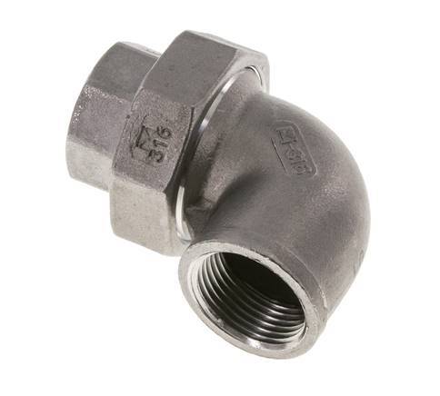 90deg Angled Union Connector Rp3/4'' Female Stainless Steel Flat Seal PTFE 16bar (224.8psi)