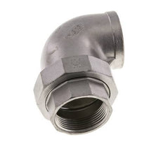 90deg Angled Union Connector Rp1 1/2'' Female Stainless Steel Flat Seal PTFE 16bar (224.8psi)