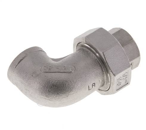 90deg Angled Union Connector Rp1/2'' Female Stainless Steel Flat Seal PTFE 16bar (224.8psi)