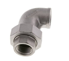 90deg Angled Union Connector Rp1/2'' Female Stainless Steel Flat Seal PTFE 16bar (224.8psi)