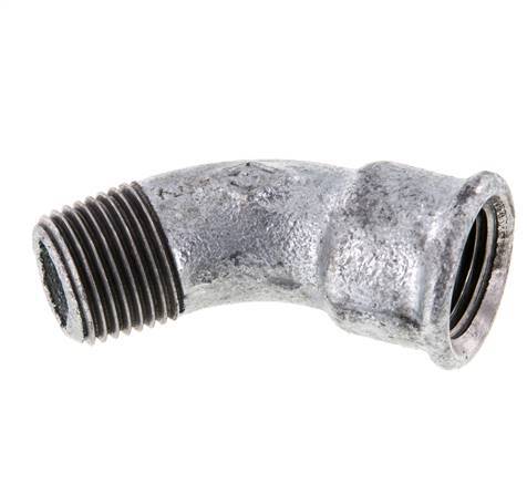 Elbow Fitting 45deg R1/2'' Male x Rp1/2'' Female Cast Iron 25bar (351.25psi) [2 Pieces]