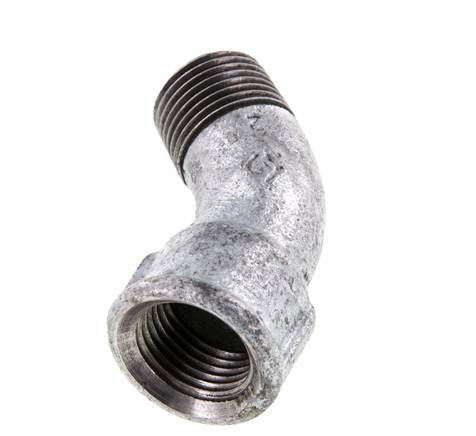 Elbow Fitting 45deg R1/2'' Male x Rp1/2'' Female Cast Iron 25bar (351.25psi) [2 Pieces]