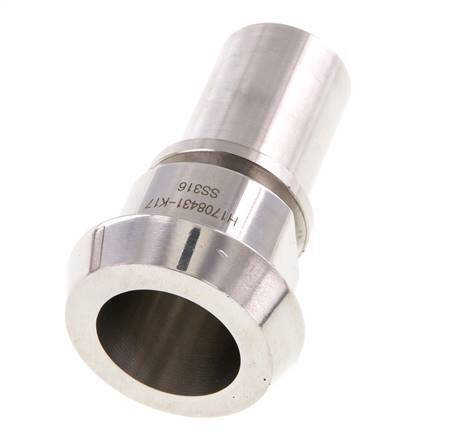 DIN 11851 Sanitary (Dairy) Fitting 44mm Cone x 1 inch (25 mm) Hose Pillar Stainless Steel Safety Collar