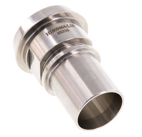 DIN 11851 Sanitary (Dairy) Fitting 50mm Cone x 1 1/4 inch (32 mm) Hose Pillar Stainless Steel Safety Collar