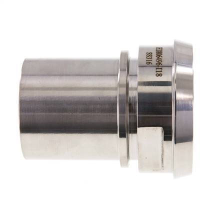 DIN 11851 Sanitary (Dairy) Fitting 86mm Cone x 2 1/2 inch (63 mm) Hose Pillar Stainless Steel Safety Collar