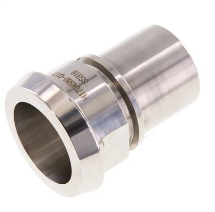DIN 11851 Sanitary (Dairy) Fitting 56mm Cone x 1 1/2 inch (38 mm) Hose Pillar Stainless Steel Safety Collar
