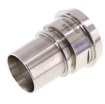 DIN 11851 Sanitary (Dairy) Fitting 56mm Cone x 1 1/2 inch (38 mm) Hose Pillar Stainless Steel Safety Collar