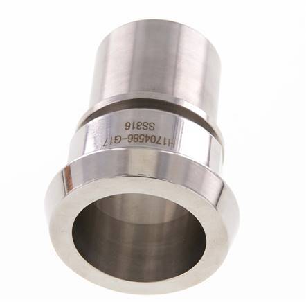 DIN 11851 Sanitary (Dairy) Fitting 56mm Cone x 1 1/2 inch (38 mm) Hose Pillar Stainless Steel Safety Collar
