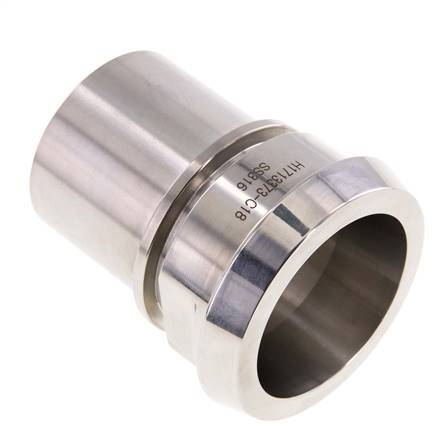 DIN 11851 Sanitary (Dairy) Fitting 68mm Cone x 2 inch (50 mm) Hose Pillar Stainless Steel Safety Collar