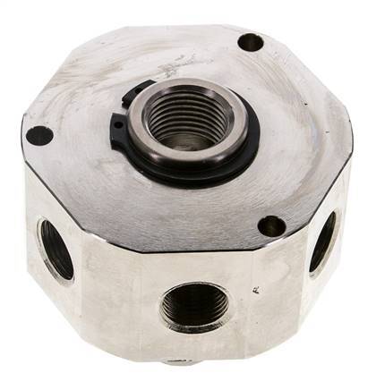 6-Way Rotary Joint 3/8'' x 1/2'' x3/4'' Nickel-plated Brass NBR 12bar (168.6psi)
