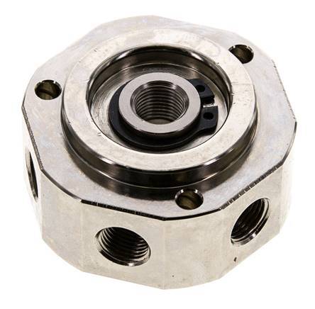 6-Way Rotary Joint 1/8'' x3/8'' Nickel-plated Brass PUR 12bar (168.6psi)