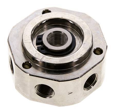 6-Way Rotary Joint 1/8'' x3/8'' Nickel-plated Brass PUR 12bar (168.6psi)