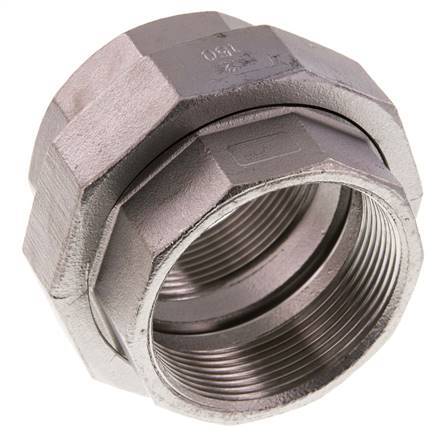 Union Straight Connector Rp2'' Female Stainless Steel Flat Seal PTFE 16bar (224.8psi)