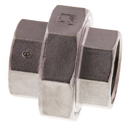 Union Straight Connector Rp1'' Female Stainless Steel Flat Seal PTFE 16bar (224.8psi)