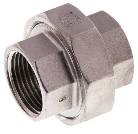 Union Straight Connector Rp1'' Female Stainless Steel Flat Seal PTFE 16bar (224.8psi)