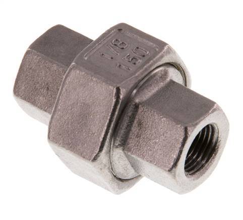 Union Straight Connector Rp1/8'' Female Stainless Steel Flat Seal PTFE 16bar (224.8psi)