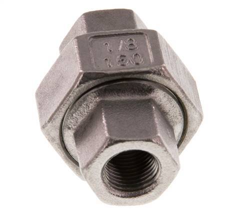 Union Straight Connector Rp1/8'' Female Stainless Steel Flat Seal PTFE 16bar (224.8psi)