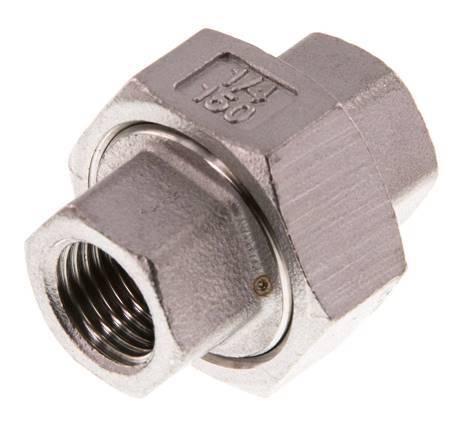 Union Straight Connector Rp1/4'' Female Stainless Steel Flat Seal PTFE 16bar (224.8psi)