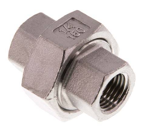 Union Straight Connector Rp1/4'' Female Stainless Steel Flat Seal PTFE 16bar (224.8psi)
