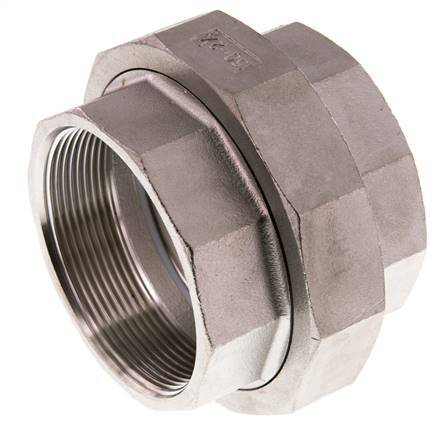Union Straight Connector Rp2 1/2'' Female Stainless Steel Flat Seal PTFE 16bar (224.8psi)