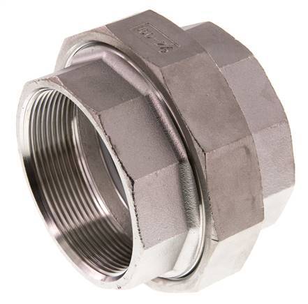 Union Straight Connector Rp2 1/2'' Female Stainless Steel Flat Seal PTFE 16bar (224.8psi)