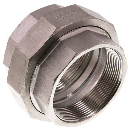 Union Straight Connector Rp2 1/2'' Female Stainless Steel Flat Seal PTFE 16bar (224.8psi)