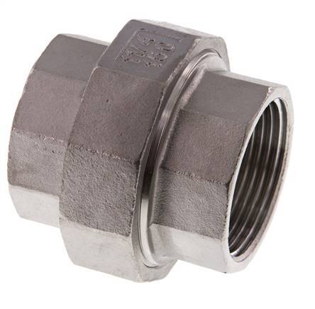 Union Straight Connector Rp1 1/4'' Female Stainless Steel Flat Seal PTFE 16bar (224.8psi)