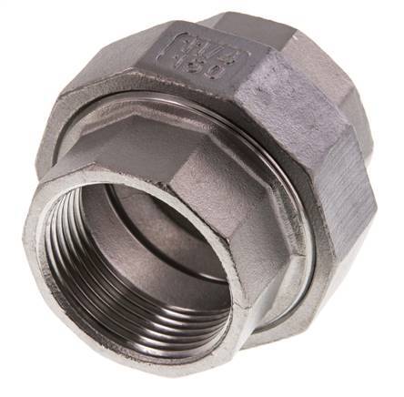 Union Straight Connector Rp1 1/4'' Female Stainless Steel Flat Seal PTFE 16bar (224.8psi)