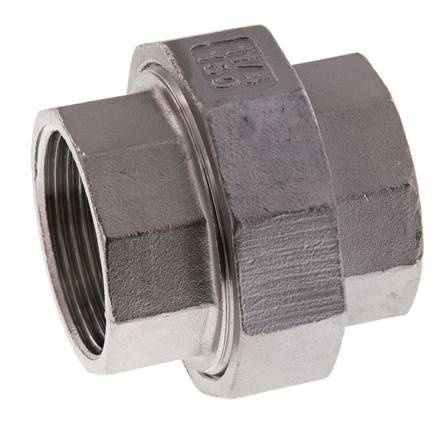 Union Straight Connector Rp1 1/4'' Female Stainless Steel Flat Seal PTFE 16bar (224.8psi)