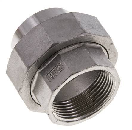 Union Straight Connector Rp1 1/4'' Female x 42.4mm Weld End Stainless Steel Conical Seal 16bar (224.8psi)