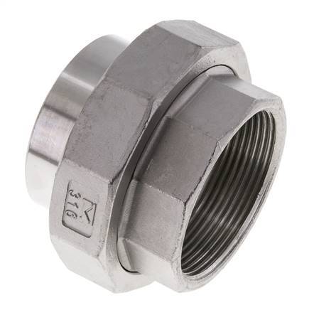 Union Straight Connector Rp2'' Female x 60.3mm Weld End Stainless Steel Conical Seal 16bar (224.8psi)