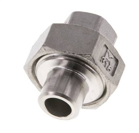 Union Straight Connector Rp1/4'' Female x 13.5mm Weld End Stainless Steel Conical Seal 16bar (224.8psi)
