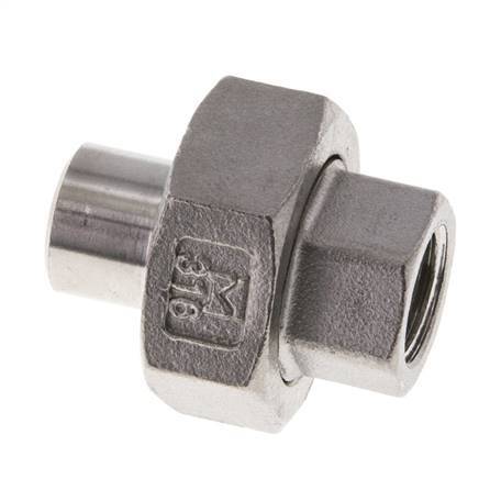Union Straight Connector Rp1/4'' Female x 13.5mm Weld End Stainless Steel Conical Seal 16bar (224.8psi)