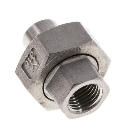 Union Straight Connector Rp1/4'' Female x 13.5mm Weld End Stainless Steel Conical Seal 16bar (224.8psi)