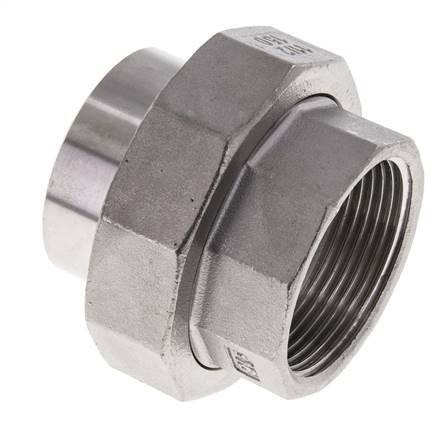 Un R118 Connectors Union Straight Connector Rp1 1/2'' Female x 48.3mm Weld End Stainless ...