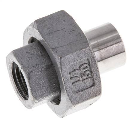 Union Straight Connector Rp1/4'' Female x 13.5mm Weld End Stainless Steel Flat Seal PTFE 150bar (2107.5psi)