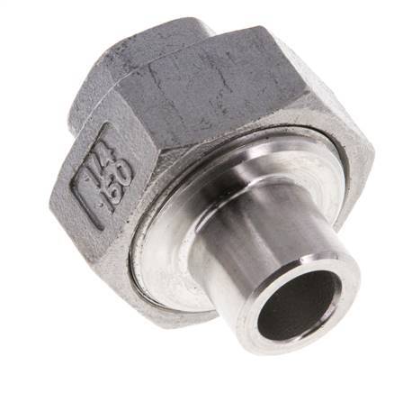 Union Straight Connector Rp1/4'' Female x 13.5mm Weld End Stainless Steel Flat Seal PTFE 150bar (2107.5psi)