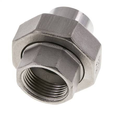 Union Straight Connector Rp3/8'' Female x 17.2mm Weld End Stainless Steel Flat Seal PTFE 150bar (2107.5psi)