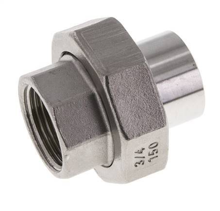 Union Straight Connector Rp3/8'' Female x 17.2mm Weld End Stainless Steel Flat Seal PTFE 150bar (2107.5psi)