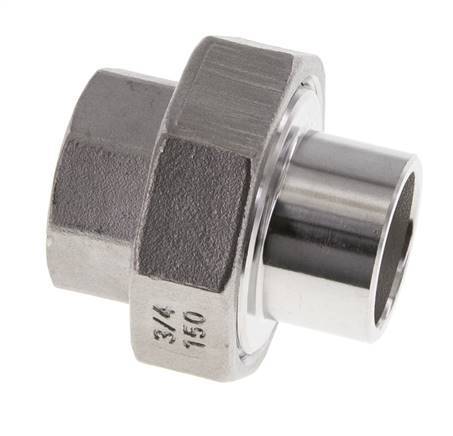 Union Straight Connector Rp3/8'' Female x 17.2mm Weld End Stainless Steel Flat Seal PTFE 150bar (2107.5psi)